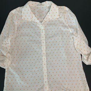 Chico’s size 3 button down shirt white orange dots